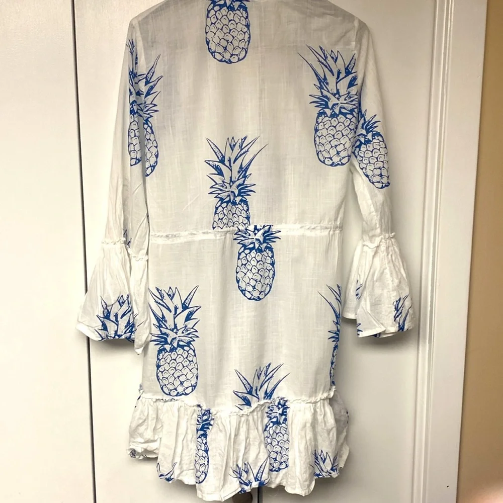 Blue Island White and Blue Pineapple Swim Coverup - Picture 4 of 5